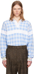 Anna Sui Black & White Gingham Terry Long Sleeve Polo