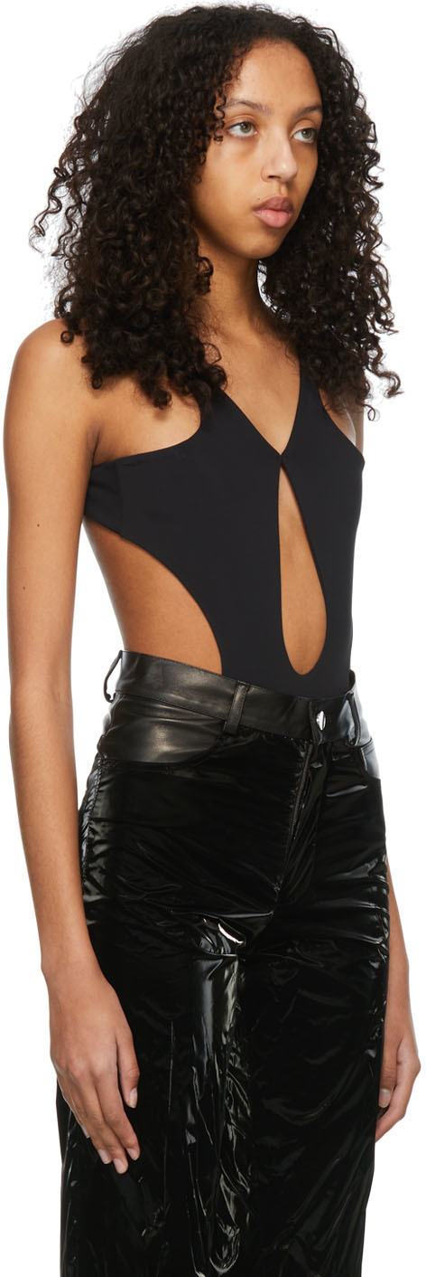 Maximilian Davis Black Nylon One-Piece Swimsuit
