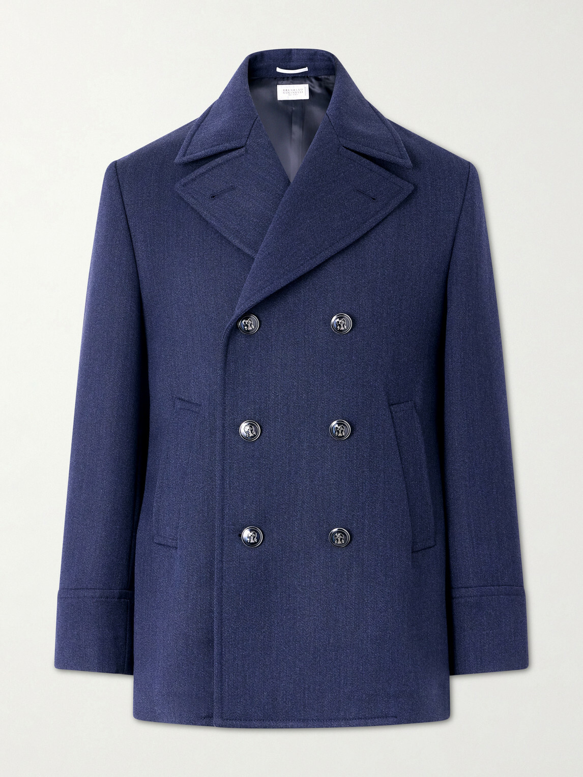 Brunello Cucinelli - Double-Breasted Wool and Silk-Blend Coat - Blue