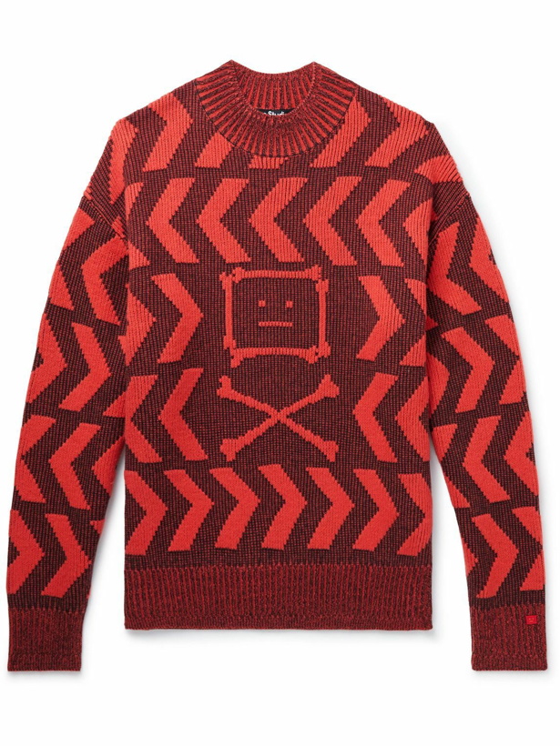 Photo: Acne Studios - Intarsia Wool and Cotton-Blend Sweater - Red
