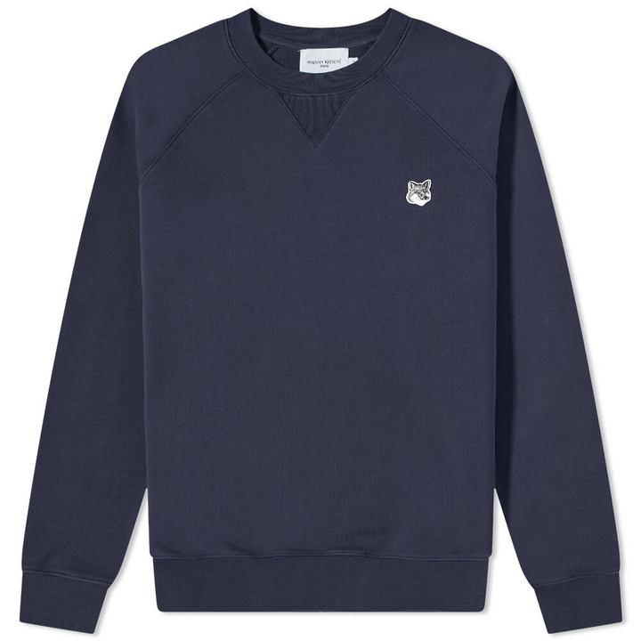 Photo: Maison Kitsuné Men's Grey Fox Head Patch Classic Sweat in Navy