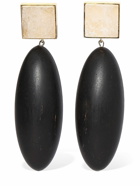 SAINT LAURENT - Oval Wood & Brass Earrings