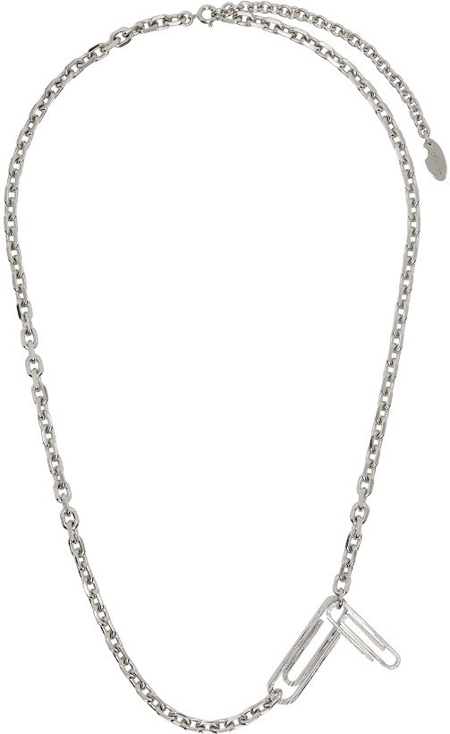 Photo: Off-White Silver Texture Paperclip Necklace