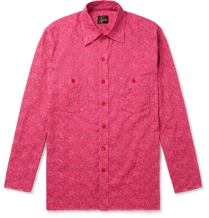 Photo: Needles - Embroidered Cotton and Linen-Blend Shirt - Pink