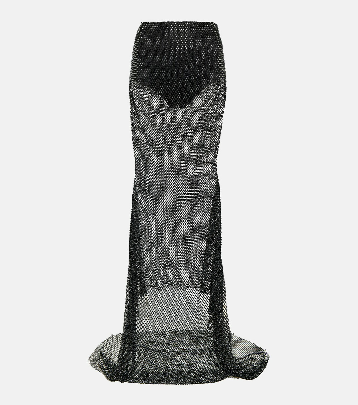Giuseppe di Morabito Crystal-embellished mesh maxi skirt