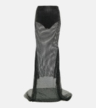 Giuseppe di Morabito Crystal-embellished mesh maxi skirt