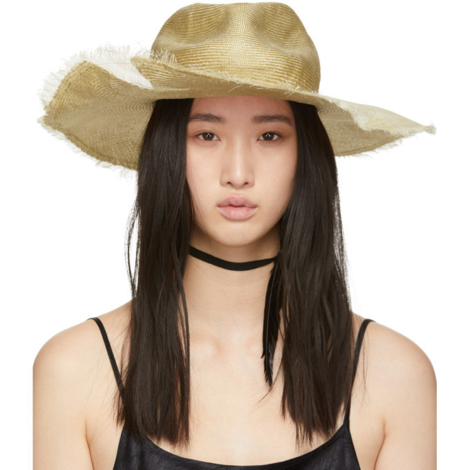 Ann Demeulemeester Beige Straw Beach Hat Ann Demeulemeester