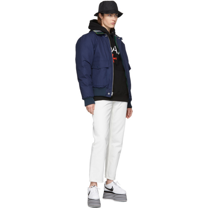 Noah NYC Navy Tartan Collar A-2 Bomber Jacket