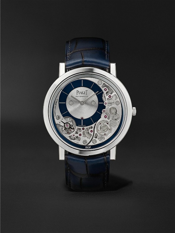 Photo: Piaget - Altiplano Ultimate Automatic 41mm 18-Karat White Gold and Alligator Watch, Ref. No. G0A45123