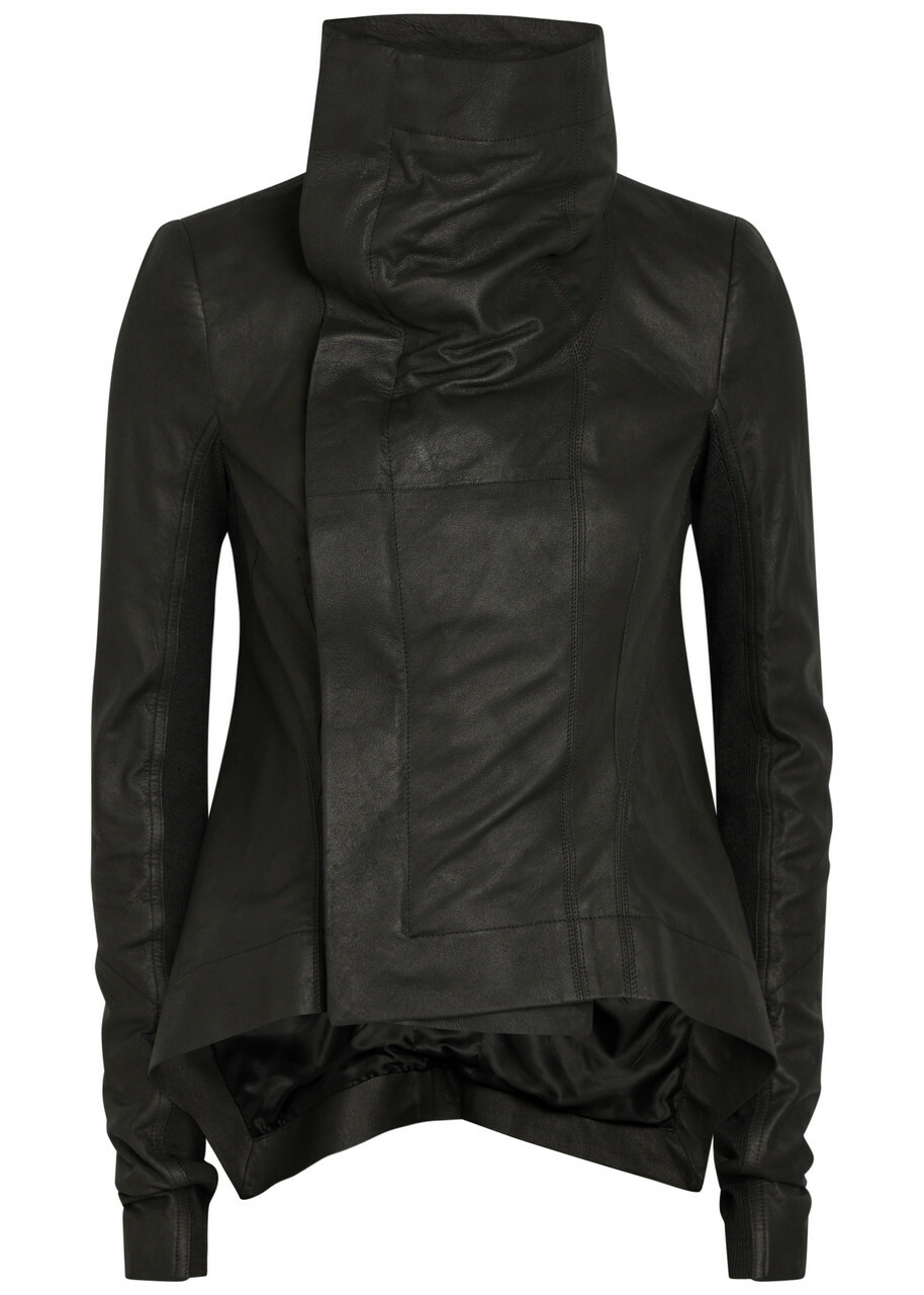 Ekam 風 asymmetry leather rick owens Rick Owens // Asymmetrical Black Leather Jacket – VSP Consignment