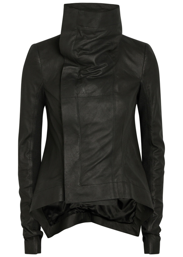 Photo: Rick Owens Naska Asymmetric Leather Jacket Black