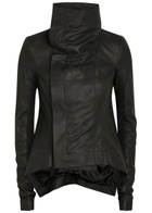 Rick Owens Naska Asymmetric Leather Jacket Black