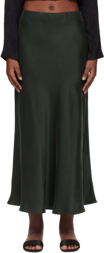Photo: Silk Laundry Green Long Bias Cut Maxi Skirt