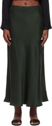Silk Laundry Green Long Bias Cut Maxi Skirt