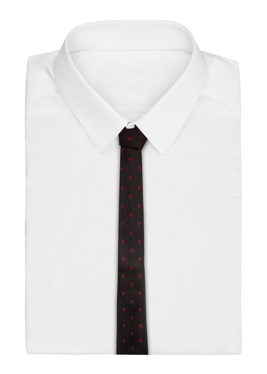 Alexander Mcqueen Skull and Polka-dot Jacquard Silk tie - Black - One Size