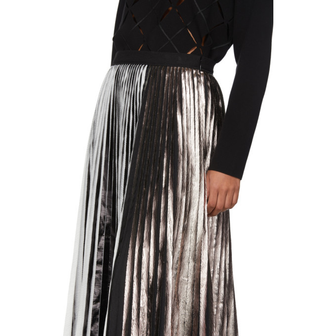 Proenza Schouler Black and Silver Foil Pleated Skirt Proenza Schouler