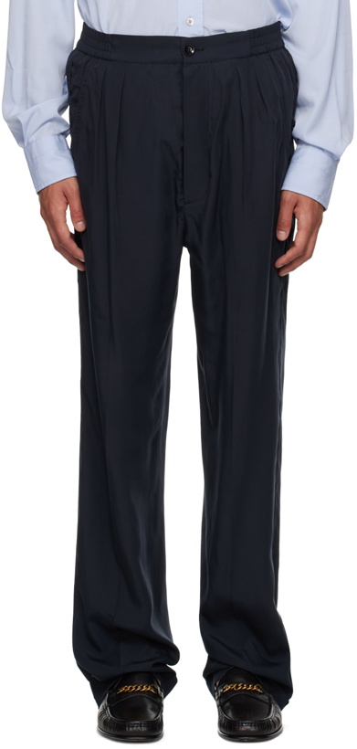 Photo: TOM FORD Navy Pleated Trousers