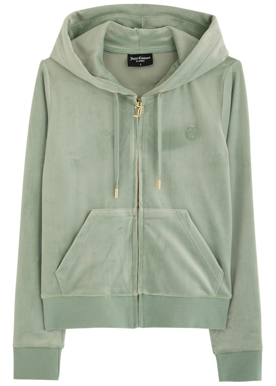 Juicy Couture Robertson Hooded Velour Sweatshirt Green