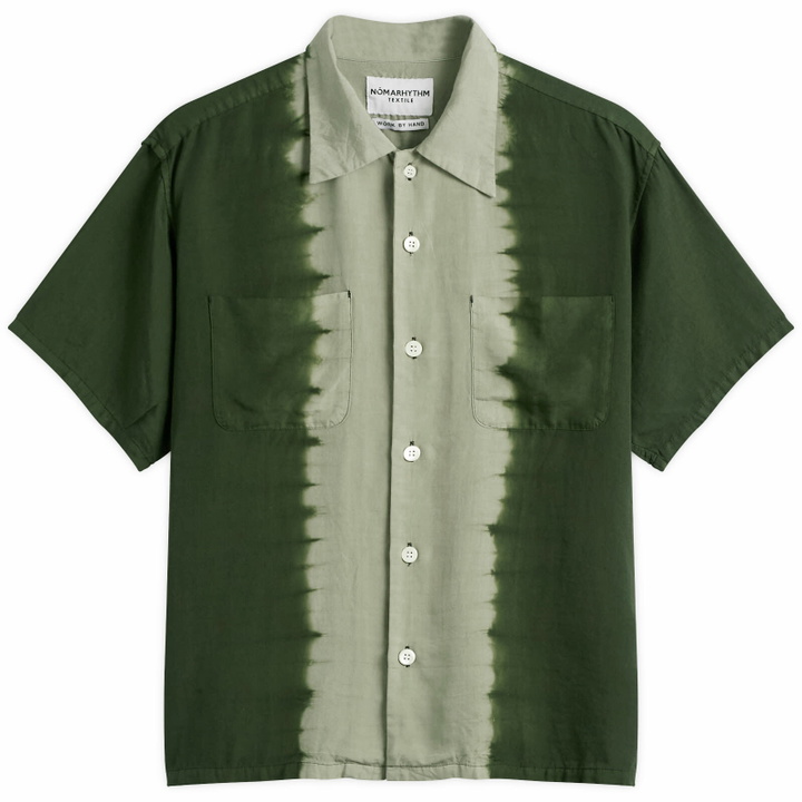 Photo: NOMARHYTHM TEXTILE Men's Hand Dye Open Collar Shirt in Forest Green