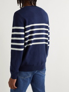 A.P.C. - Maceo Logo-Embroidered Striped Cashmere and Cotton-Blend Sweater - Blue