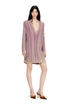 Diesel Short sweater dress in cable knit - Dresses Womens in Violet