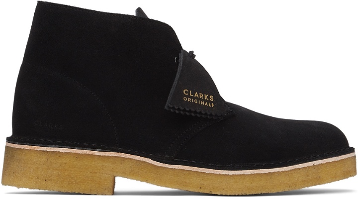 Photo: Clarks Originals Black Suede 221 Desert Boots