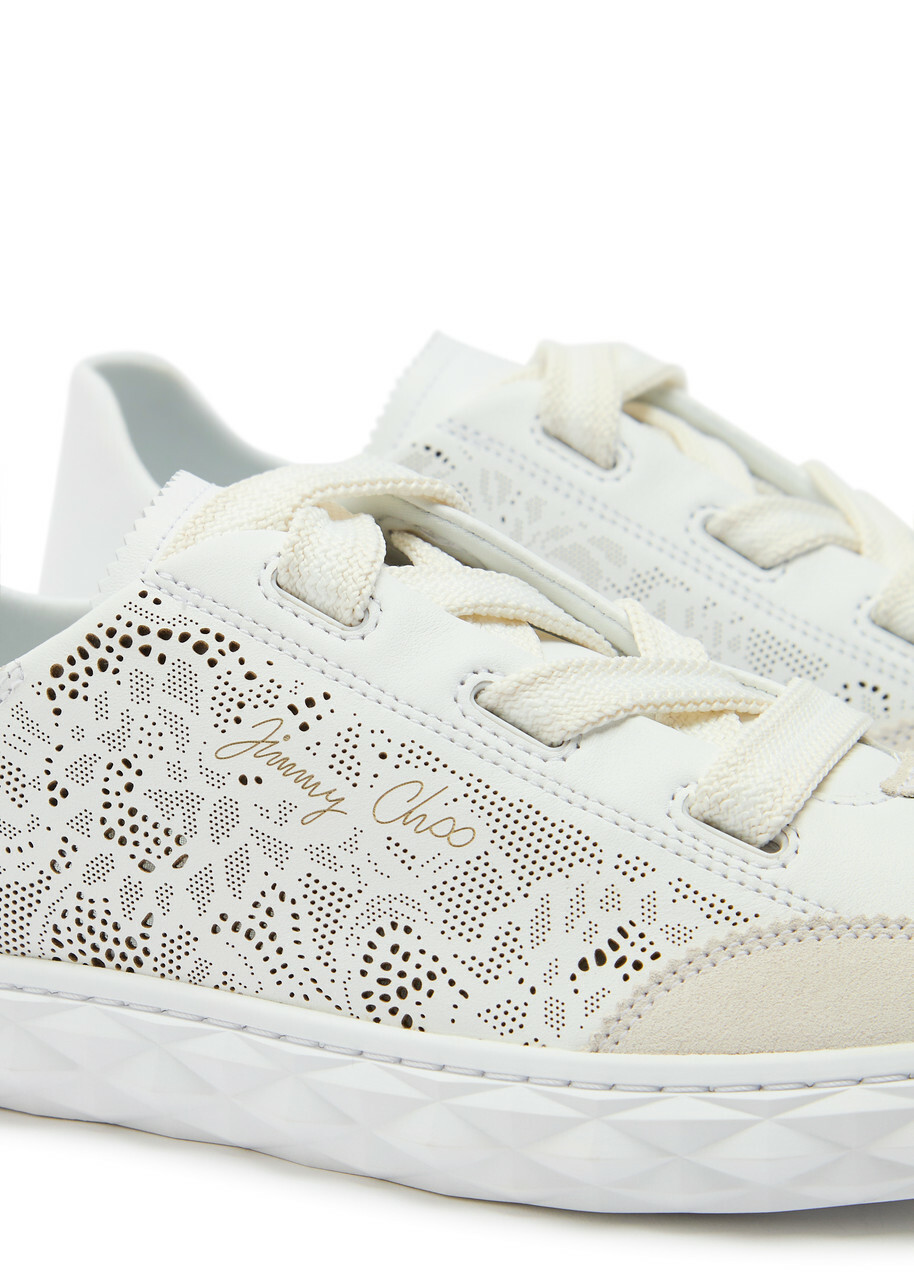 Jimmy Choo Diamond Light Flex Perforated Leather Sneakers White