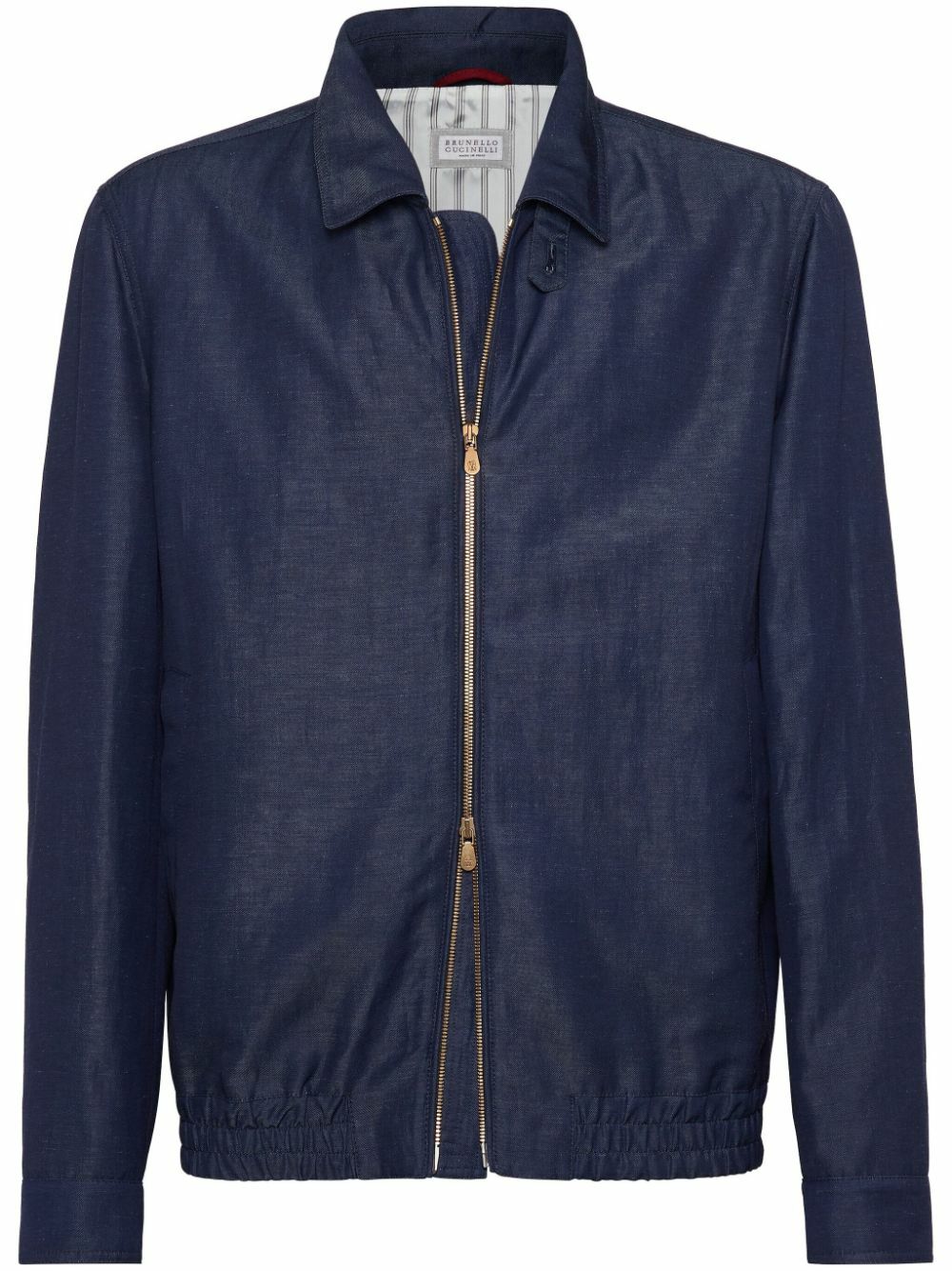 テーラードジャケット BRUNELLO CUCINELLI Brunello Cucinelli Jackets Blue Brunello Cucinelli Blue Spread-Collar Bomber Jacket Brunello