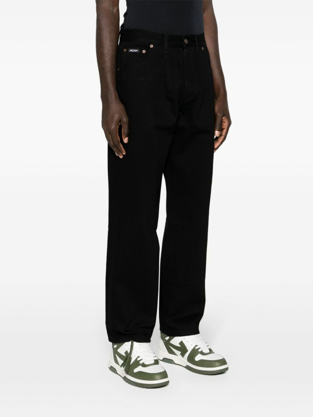 NOAH NY Black Mid-Rise Straight-Leg Jeans
