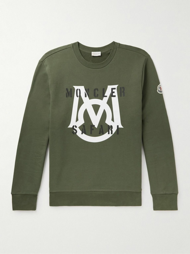Photo: Moncler - Logo-Appliquéd Printed Cotton-Jersey Sweatshirt - Green