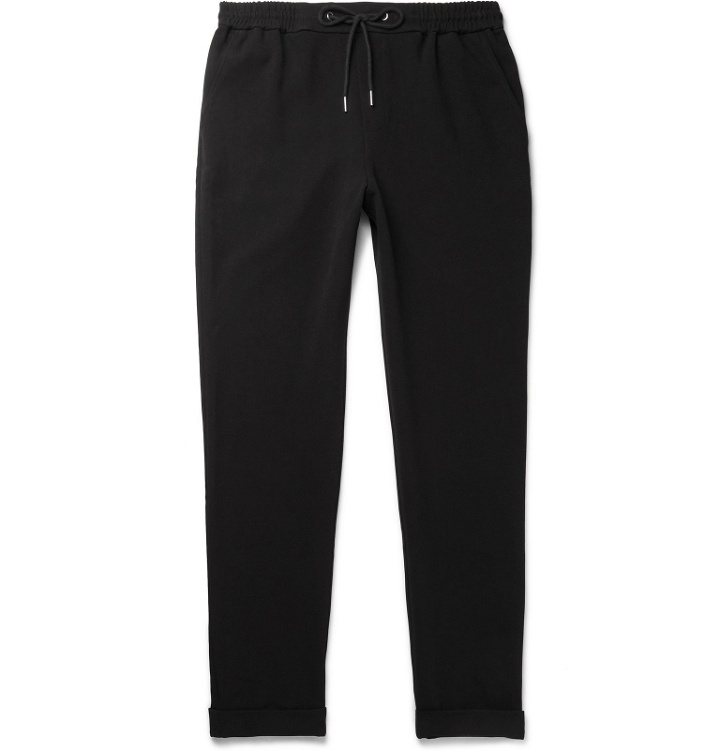 Photo: FRAME - Black Slim-Fit Jersey Drawstring Trousers - Black