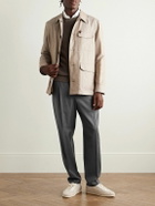 Caruso - Slim-Fit Pleated Wool Drawstring Trousers - Gray