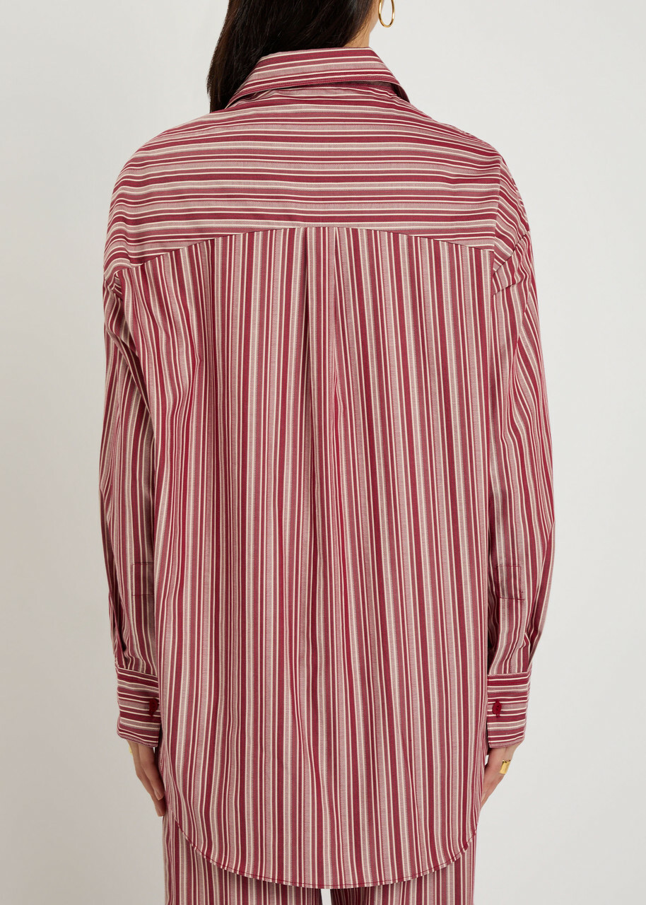 Faithfull The Brand En Vau Striped Cotton Shirt Red