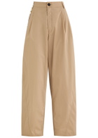 Darkpark Phebe Pearl-embellished Cotton-poplin Trousers Camel