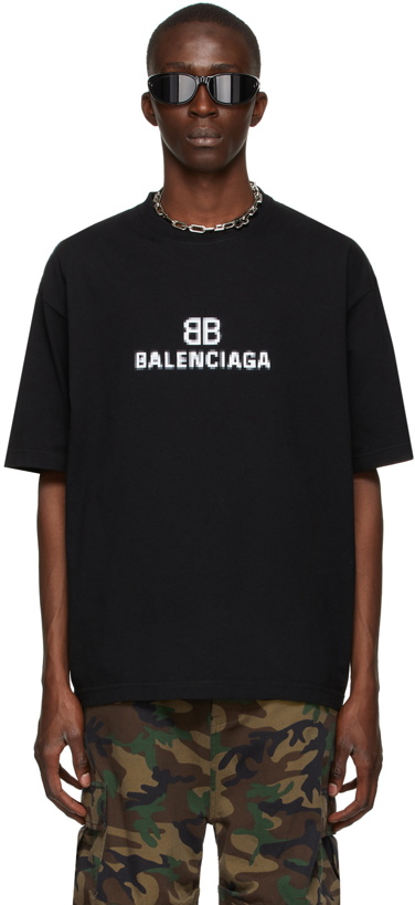 Photo: Balenciaga Black BB Pixel Medium T-Shirt