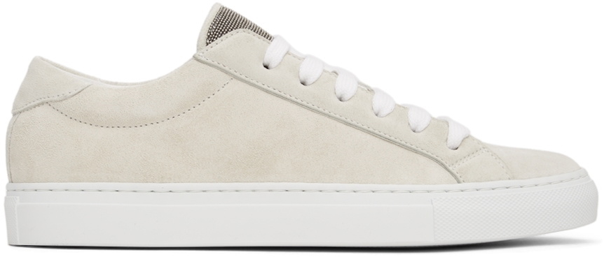 Brunello Cucinelli Off-White Glitter Suede Sneakers Brunello Cucinelli