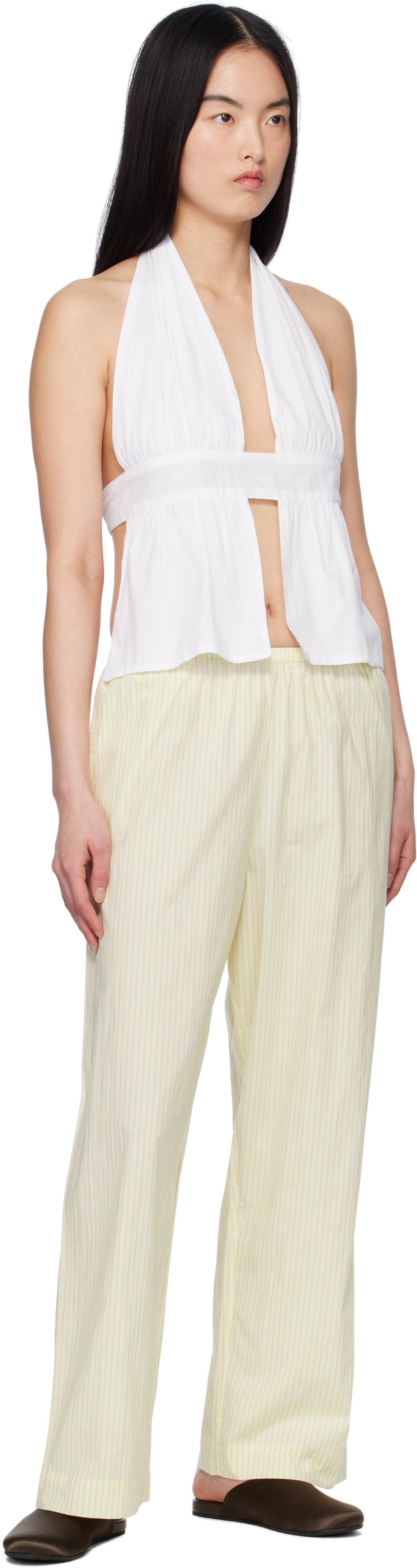 Deiji Studios White & Yellow Ease Lounge Pants