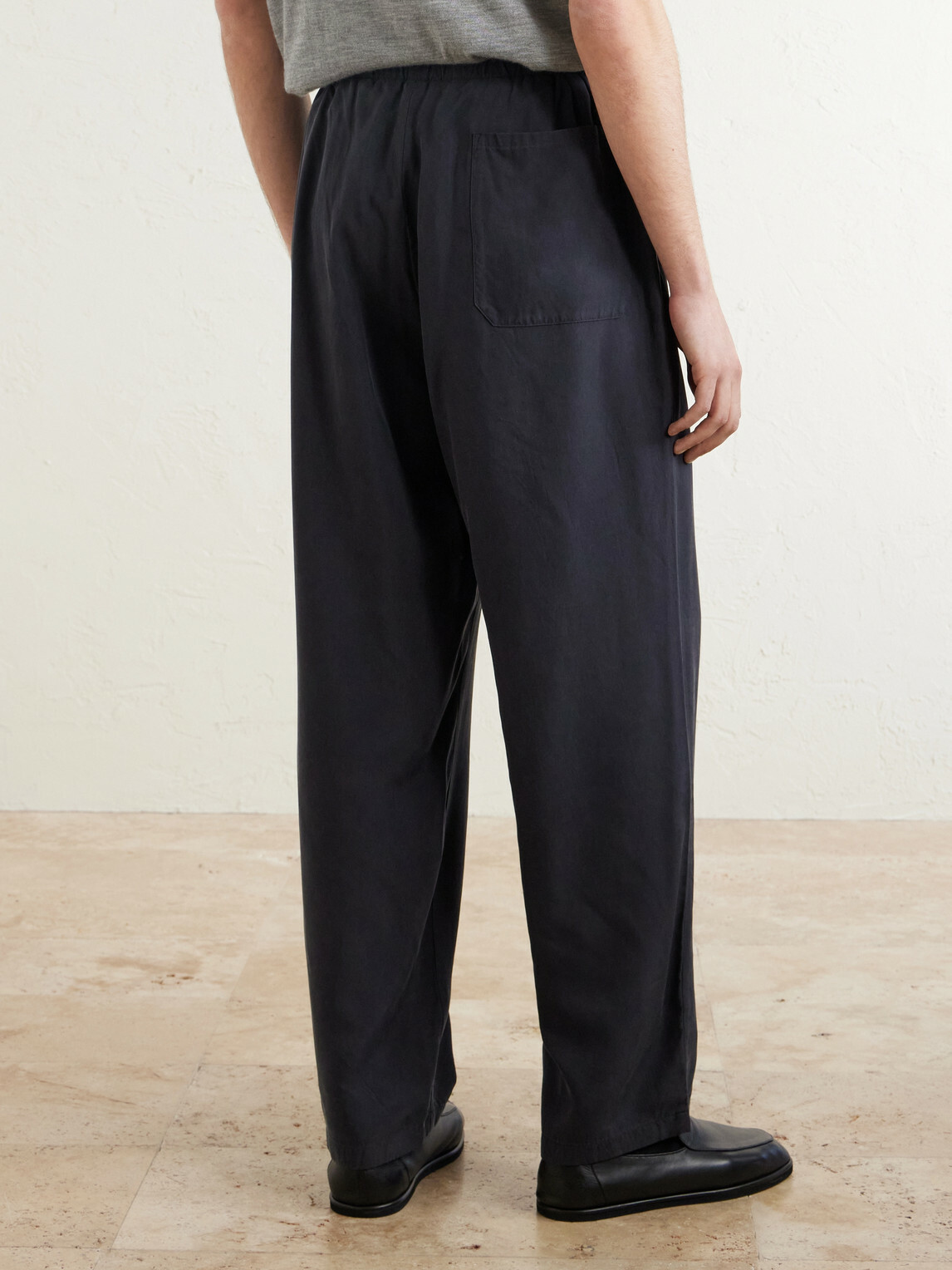 Kaptain Sunshine - Straight-Leg Silk-Gabardine Drawstring Trousers - Blue