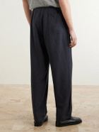 Kaptain Sunshine - Straight-Leg Silk-Gabardine Drawstring Trousers - Blue