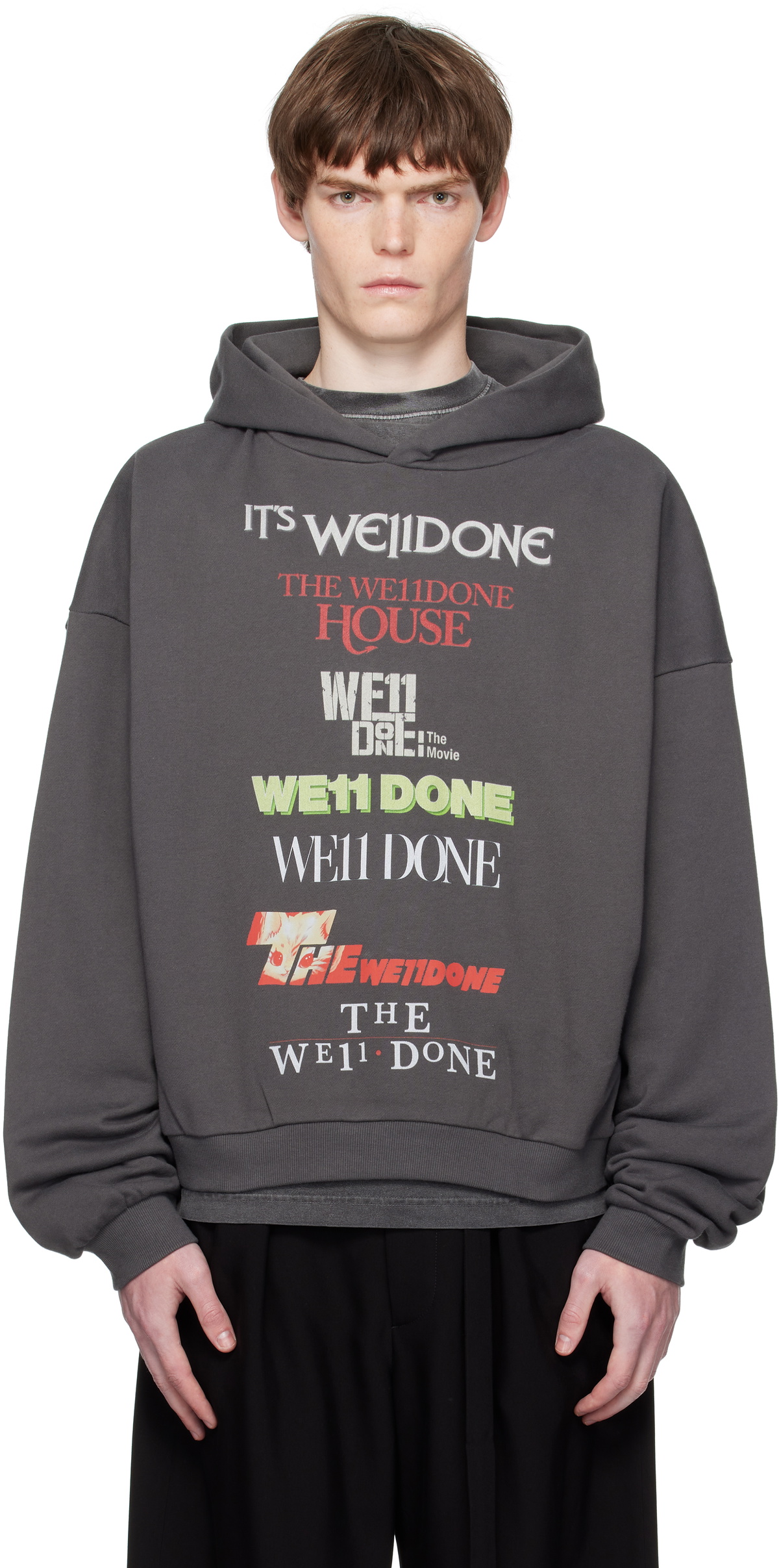 We11done Red Pierced Zip-Up Hoodie We11done