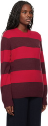 Guest in Residence Red & Burgundy Stripe Crew Sweater