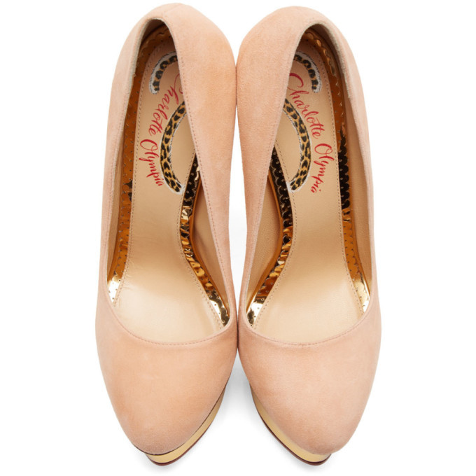 Charlotte Olympia Pink Suede Platform Dolly Heels Charlotte