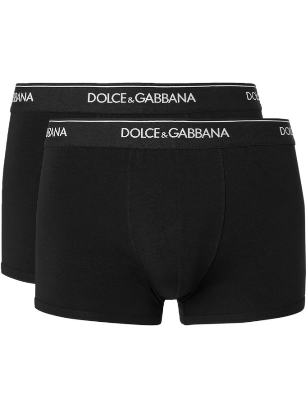 Photo: DOLCE & GABBANA - Two-Pack Stretch-Cotton Boxer Briefs - Black - 3