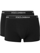 DOLCE & GABBANA - Two-Pack Stretch-Cotton Boxer Briefs - Black - 3