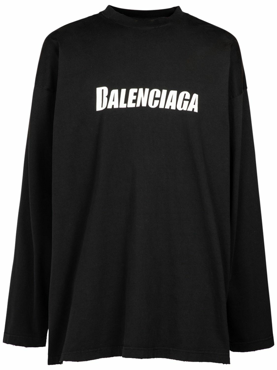 Tシャツ・カットソー BALENCIAGA Black Cotton Sweatshirt Balenciaga Black Cotton Logo Print Crewneck T shirt S