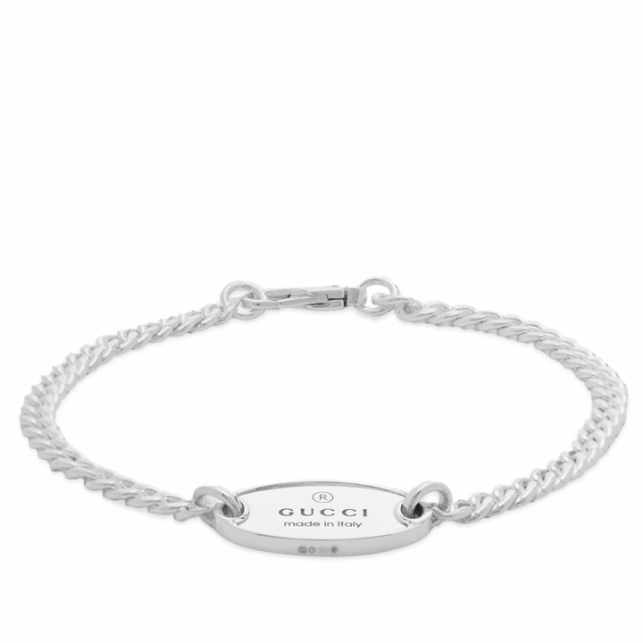 Photo: Gucci Men's Oval Tag Bracelet in Silver