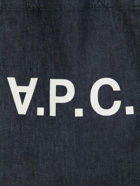 A.P.C. Small Logo Print Cotton Denim Tote Bag