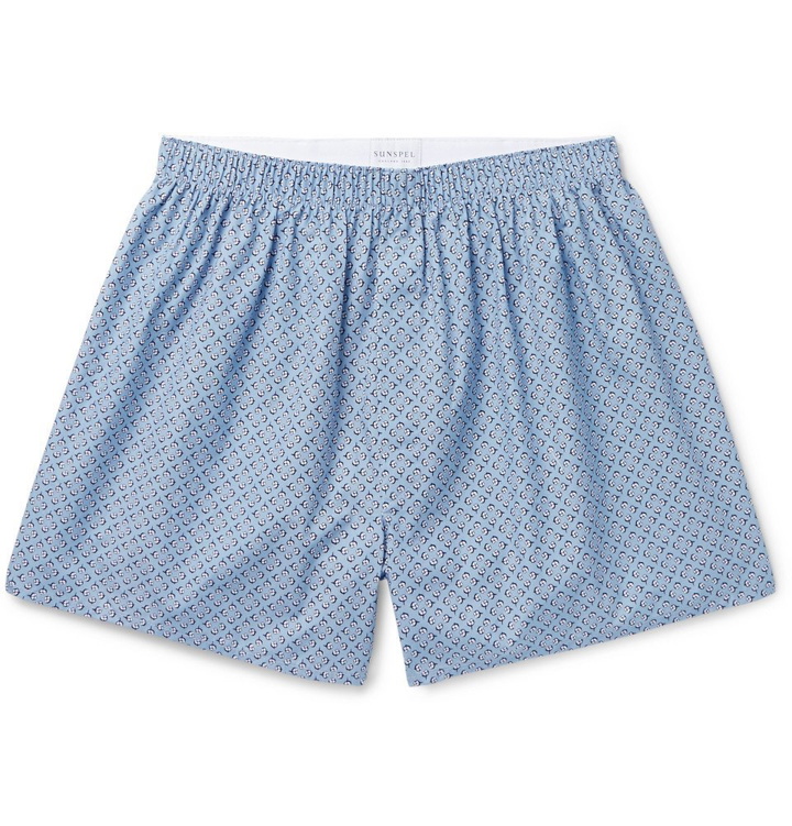 Photo: Sunspel - Printed Cotton Boxer Shorts - Blue