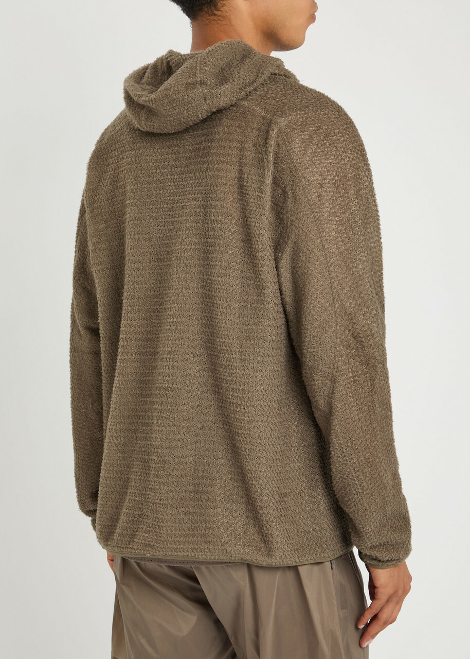 Satisfy Fuzzfleece Hooded Knit Sweatshirt Brown