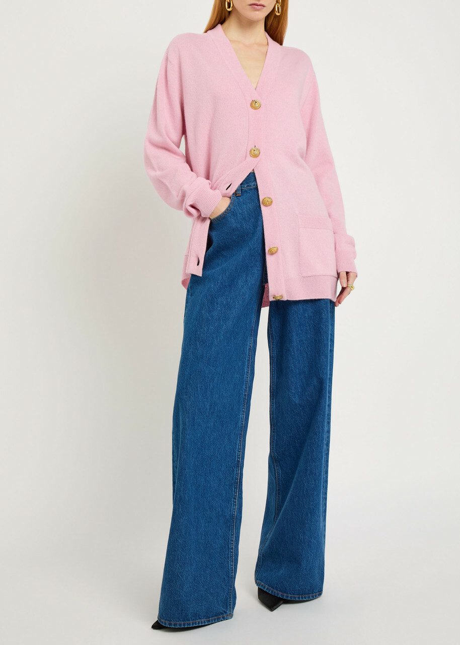 Balmain Wool and Cashmere-blend Cardigan Rose